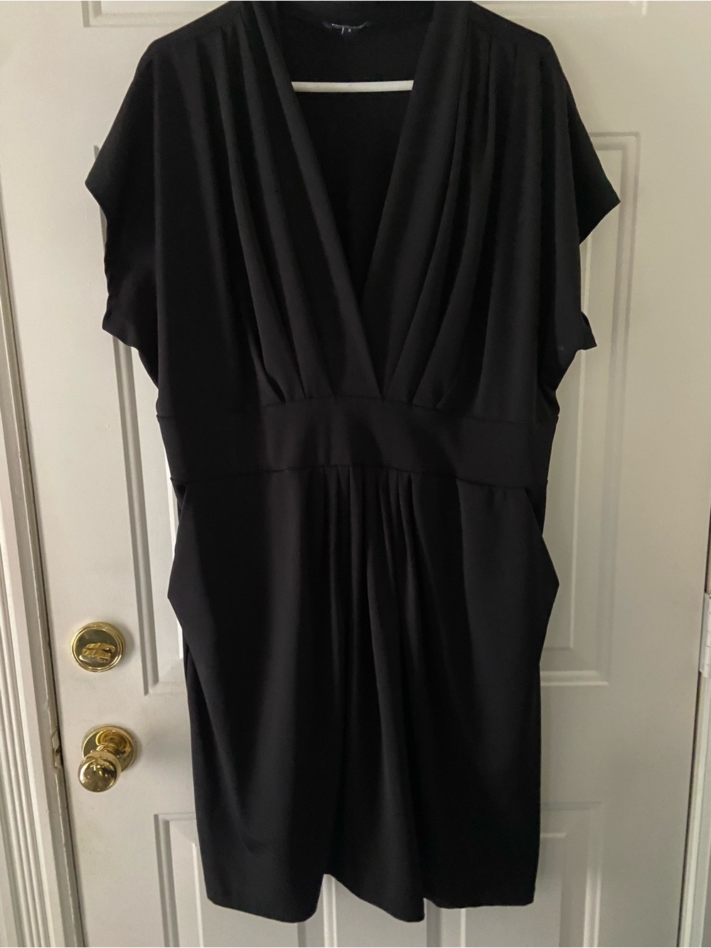 Black Midi V-Neck Dress